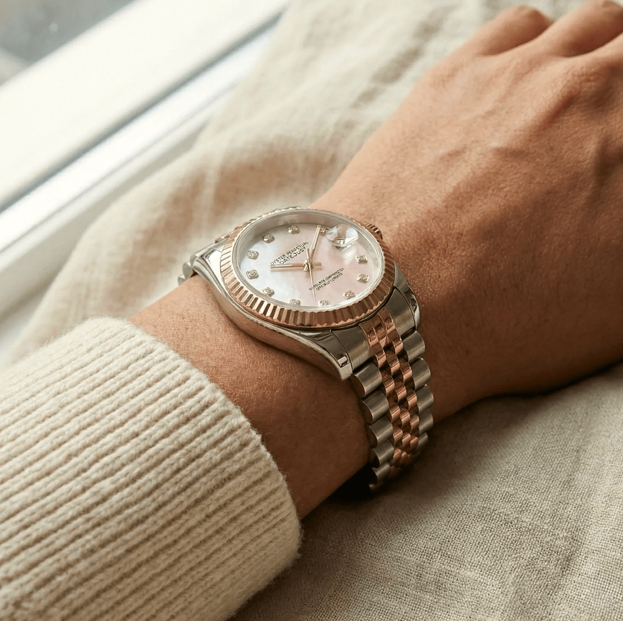 Chronex Date Lady Two-Tone Gem Pink
