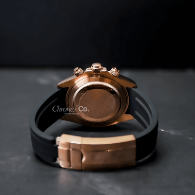 Daytona Rose Gold Black Seiko Mod Premium Quartz VK63 Sapphire Glass Stainless Steel
