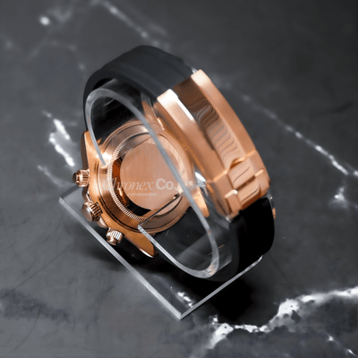 Daytona Rose Gold Black Seiko Mod Premium Quartz VK63 Sapphire Glass Stainless Steel