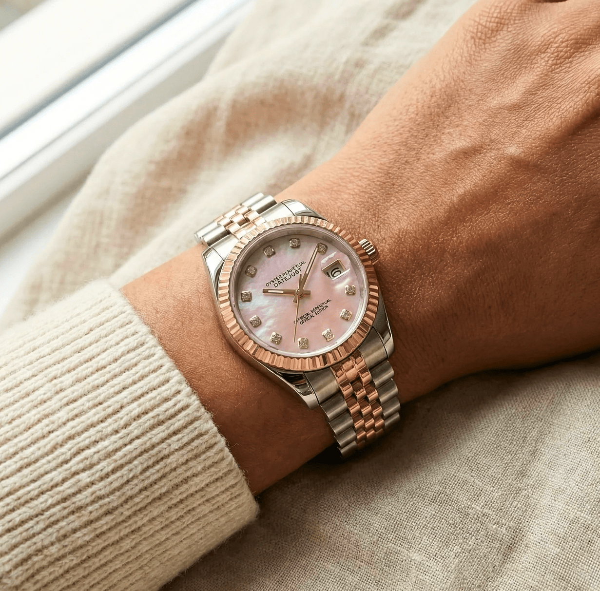 Chronex Date Lady Two-Tone Gem Pink